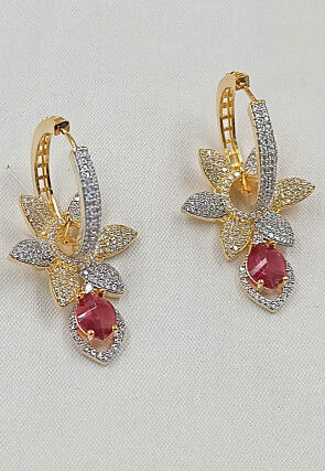 American Diamond Studded Hoop Earrings