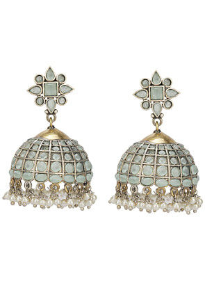 American Diamond Studded Jhumka Style Earrings