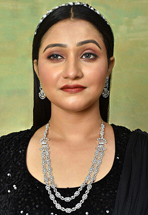 American Diamond Studded Layered Necklace Set