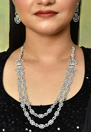 American Diamond Studded Layered Necklace Set