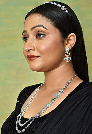 American Diamond Studded Layered Necklace Set