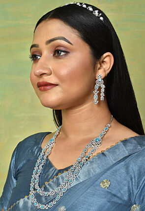 American Diamond Studded Layered Necklace Set