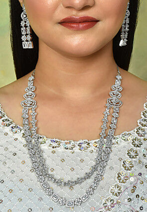 American Diamond Studded Layered Necklace Set
