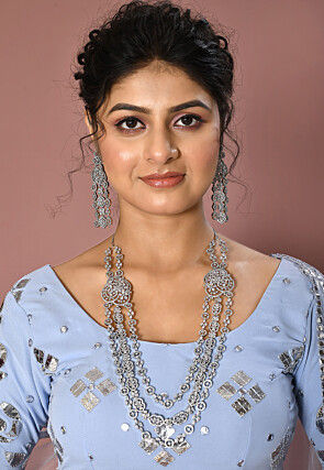 American Diamond Studded Layered Necklace Set