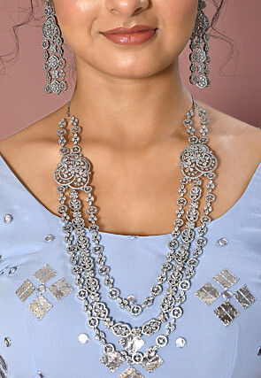 American Diamond Studded Layered Necklace Set