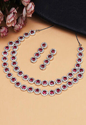 American Diamond Studded Layered Necklace Set