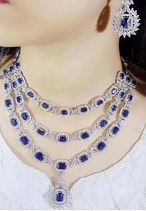 American Diamond Studded Layered Necklace Set