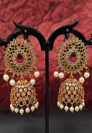 Kanika  22K Gold Plated Jhumka  Gulaal Ethnic Indian Designer Jewels   Buy Earrings Online  Pan India and Global Delivery  Gulaal Jewels