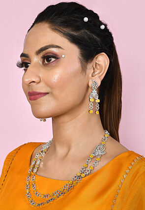 American Diamonds Studded Layered Necklace Set