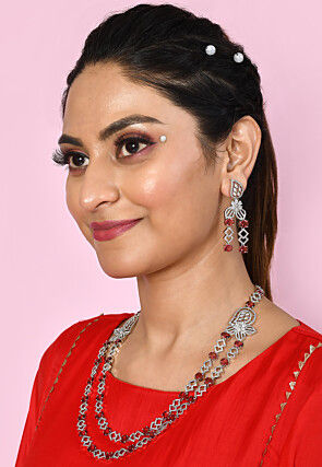 American Diamonds Studded Layered Necklace Set