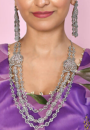 American Diamonds Studded Layered Necklace Set