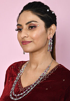 American Diamonds Studded Layered Necklace Set