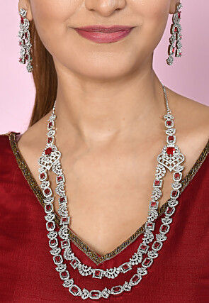 American Diamonds Studded Layered Necklace Set