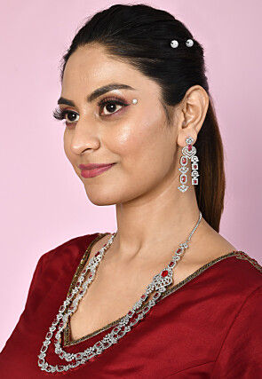 American Diamonds Studded Layered Necklace Set