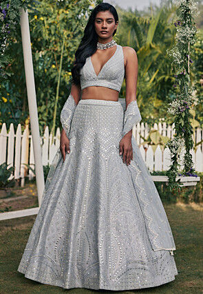 Art Silk Lehenga in Grey