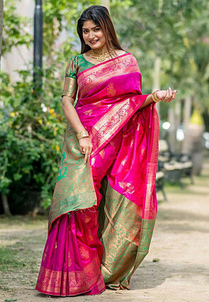 Banarasi Art Banarasi Silk Saree in Fuchsia