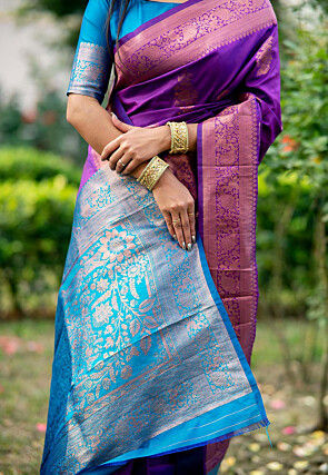 Banarasi Art Banarasi Silk Saree in Purple