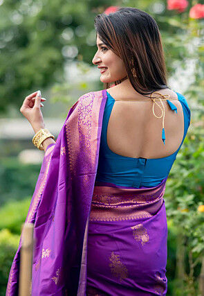 Banarasi Art Banarasi Silk Saree in Purple