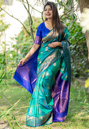 Banarasi Art Banarasi Silk Saree in Sea Green