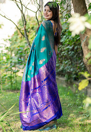 Banarasi Art Banarasi Silk Saree in Sea Green