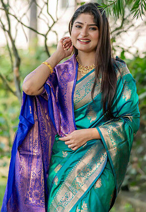 Banarasi Art Banarasi Silk Saree in Sea Green