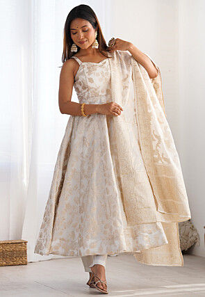 chinese gold dress Preeti S Kapoor - Beige Gota Work Embroidered Anarkali Set