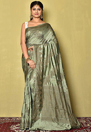 Banarasi Saree in Dusty Green