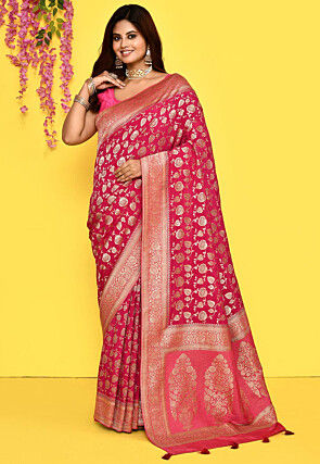 Banarasi Saree in Fuchsia