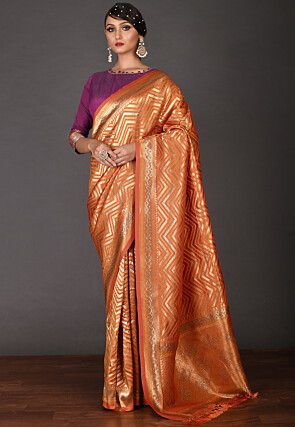 Banarasi Art Silk Saree in Orange