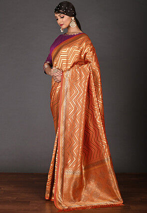 Banarasi Art Silk Saree in Orange