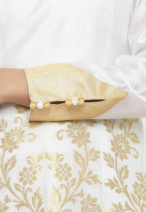 Banarasi Abaya Style Suit in Off White