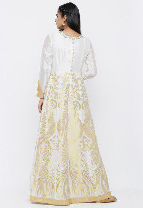 Banarasi Abaya Style Suit in Off White