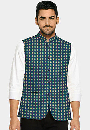 Banarasi print nehru jacket best sale