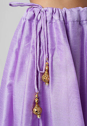 Banarasi Brocade Woven Border Art Silk Skirt in Light Purple