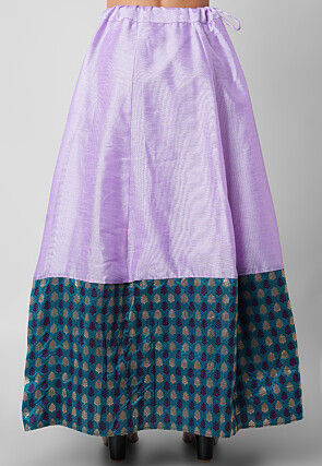Banarasi Brocade Woven Border Art Silk Skirt in Light Purple