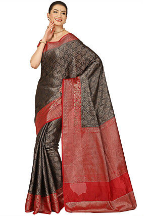 Banarasi Cotton Silk Saree in Black