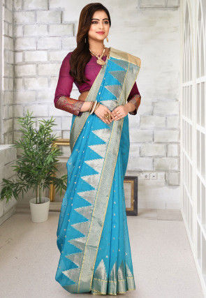 Banarasi Cotton Silk Saree in Blue