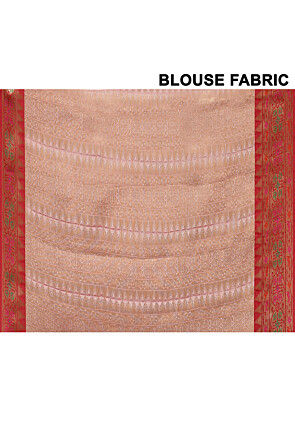 Banarasi Cotton Silk Saree in Light Beige and Golden