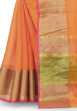 Banarasi Cotton Silk Saree in Orange