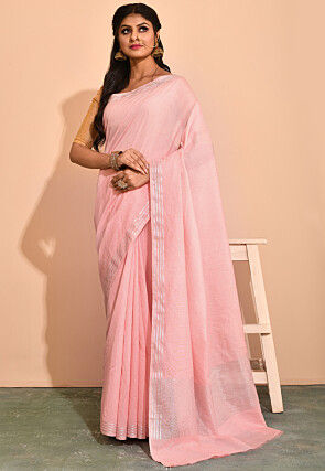 Banarasi Cotton Silk Saree in Pink