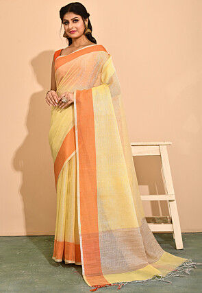 Banarasi Cotton Tissue Saree in Light Yellow