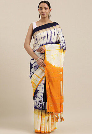 Banarasi Crepe Silk Shibori Saree in Multicolor
