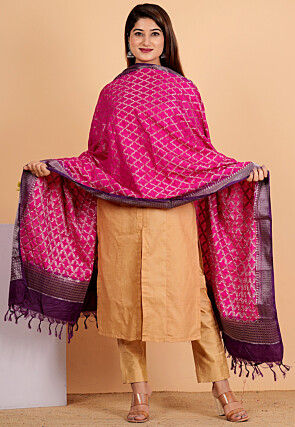 Banarasi Dupatta in Fuchsia and Purple
