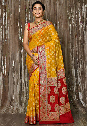 Banarasi Georgette Silk Saree in Mustard