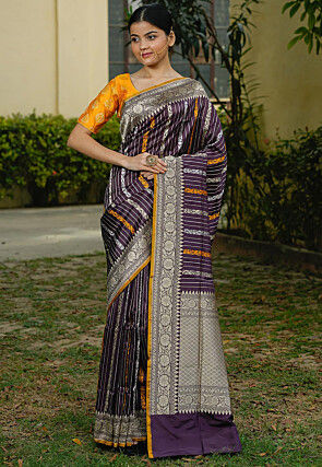 Banarasi Handloom Pure Katan Silk Saree in Dark Purple