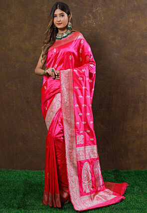 Banarasi Handloom Pure Katan Silk Saree in Fuchsia