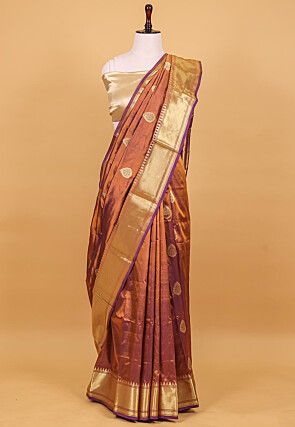 Banarasi Handloom Pure Katan Silk Saree in Rust