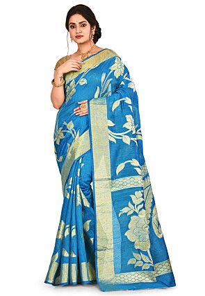 Banarasi Matka Silk Saree in Blue