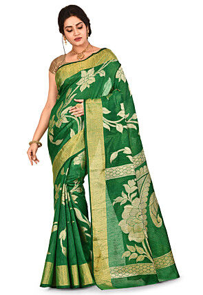 Banarasi Matka Silk Saree in Green