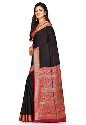 Banarasi Muga Silk Saree in Black